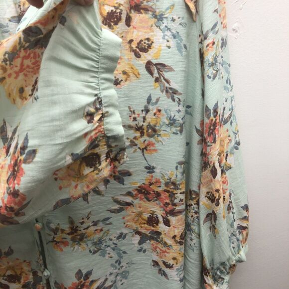 Lauren Conrad Blouse Womens 2XL Cottage Core Ruffle Button Front Long Sleeve Top - Picture 3 of 11